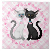 Zwei Niedliche Katzen in Liebe Fliese (Vorderseite)