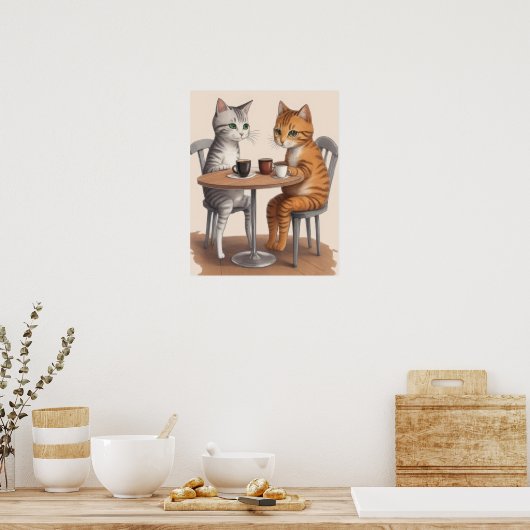 Zwei Niedliche Katzen Poster (Küche)