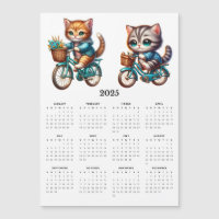 Zwei Niedliche Katzenreiträder - Magnet-Kalender 2