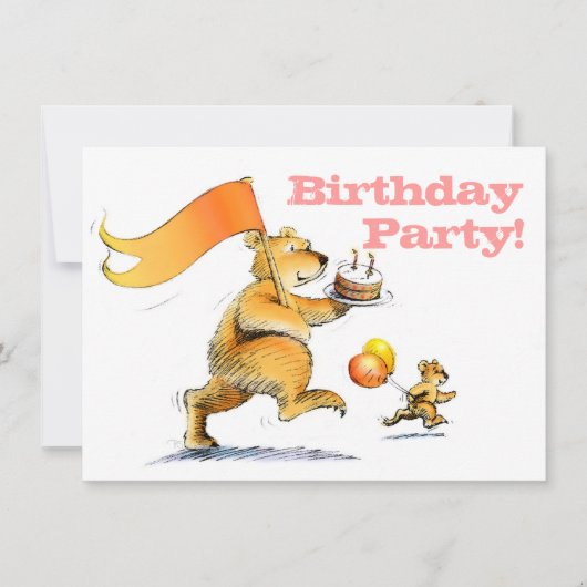 Zwei Niedliche Kid's Bears 3. Geburtstag Party Einladung (Vorderseite)