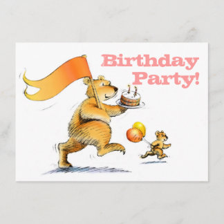 Zwei Niedliche Kid's Bears 3. Geburtstag Party Einladung