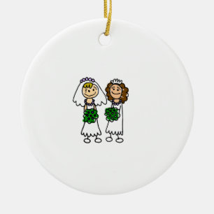 Zwei niedliche kleine Bräute Keramik Ornament