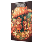 Zwei niedliche kleine Elfen unter Pilzen Zwischena Klemmbrett (Links)