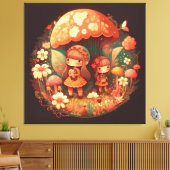 Zwei niedliche kleine Mädchen elfen Stretched Canv Leinwanddruck (Insitu (Wohnzimmer))