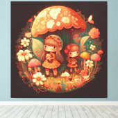 Zwei niedliche kleine Mädchen elfen Stretched Canv Leinwanddruck (Insitu (Holzboden))