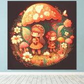 Zwei niedliche kleine Mädchen elfen Stretched Canv Leinwanddruck (Insitu (Holzboden))