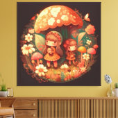 Zwei niedliche kleine Mädchen elfen Stretched Canv Leinwanddruck (Insitu (Wohnzimmer))