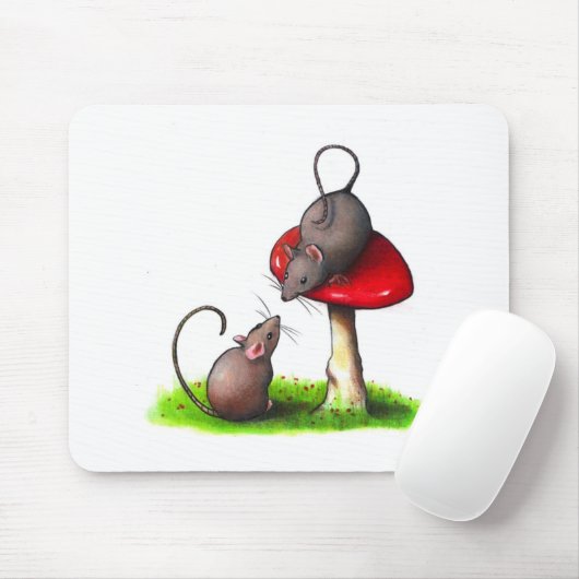 Zwei niedliche kleine Mäuse und ein Toadstool: Mousepad (Mit Mouse)