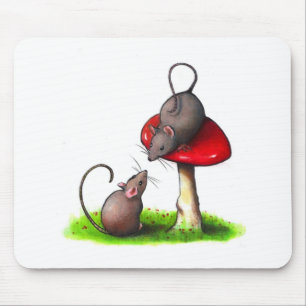 Zwei niedliche kleine Mäuse und ein Toadstool: Mousepad