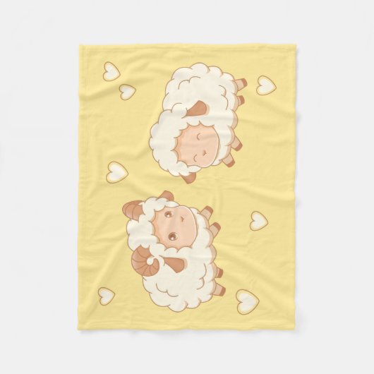 Zwei Niedliche kleine Schafe auf Gelb Fleecedecke (Vorderseite)