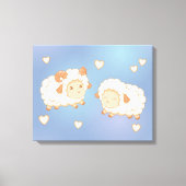 Zwei Niedliche kleine Schafe Ram Ewe auf Blue Leinwanddruck (Vorderseite)