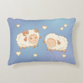 Zwei Niedliche kleine Schafmuster auf blauem Muste Dekokissen (Vorderseite)