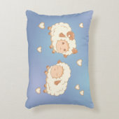 Zwei Niedliche kleine Schafmuster auf blauem Muste Dekokissen (Vorderseite(Vertikal))