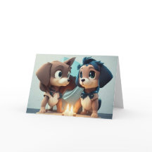 Zwei Niedliche kleine Welpen feiern einen Geburtst