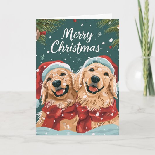 Zwei niedliche Labrador frohe Weihnachten Personal (Vorderseite)