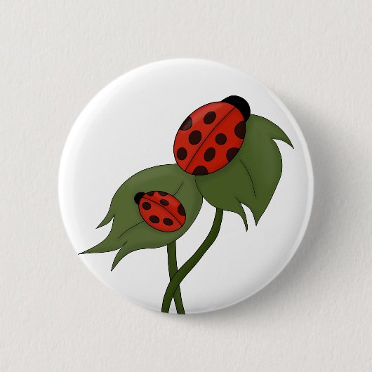 Zwei niedliche Ladybugs auf einer Pflanze Button (Vorderseite)