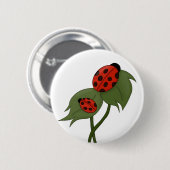 Zwei niedliche Ladybugs auf einer Pflanze Button (Vorne & Hinten)