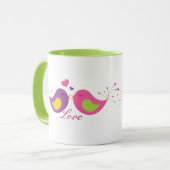 Zwei niedliche Lovebirds Tasse (Vorderseite Links)