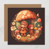 Zwei niedliche Mädchen Elfen Einladung (Vorne/Hinten)