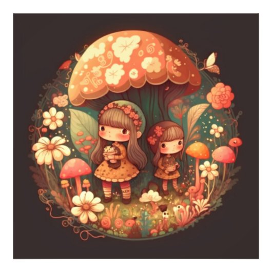 Zwei niedliche Mädchen Elfen Fotodruck (Vorne)