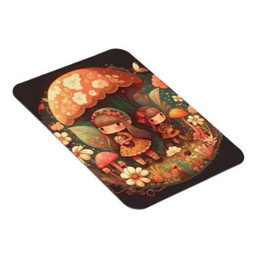 Zwei niedliche Mädchen Elfen Magnet (Rechte Seite)