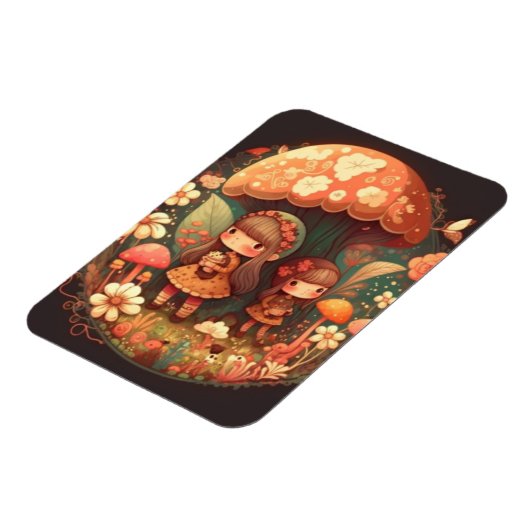 Zwei niedliche Mädchen Elfen Magnet (Linke Seite)