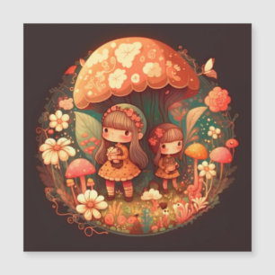 Zwei niedliche Mädchen Elfen Magneteinladung