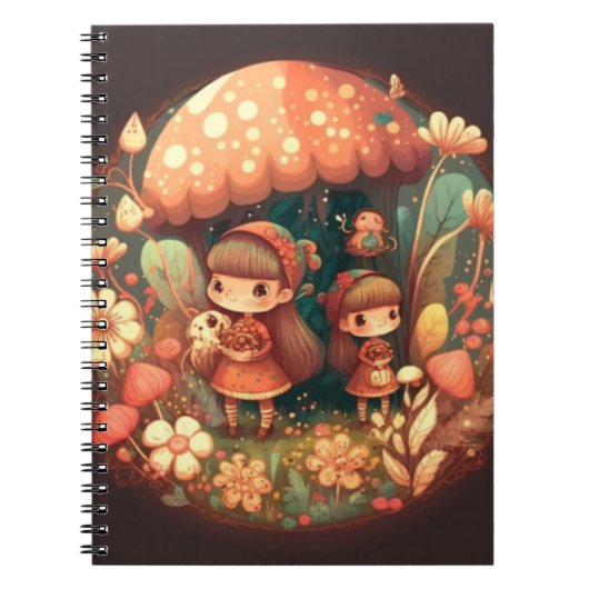 Zwei niedliche Mädchen Elfen Notizblock (Vorderseite)