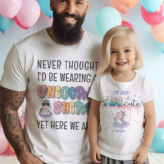 ZWEI Niedliche magische Einhorn Individuelle Name  Baby T-shirt