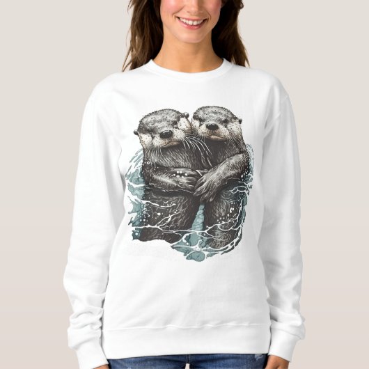 zwei niedliche Otter im Wasser  Sweatshirt (Vorderseite)