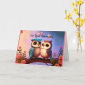 Zwei Niedliche Owls Jubiläumsgrusskarte Karte (Gelbe Blume)