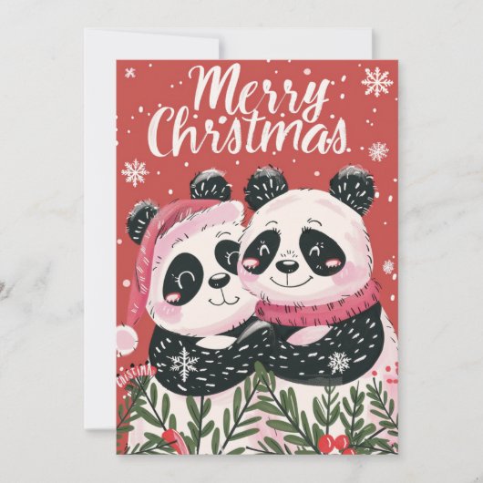 Zwei niedliche Panda frohe Weihnachten (Vorderseite)