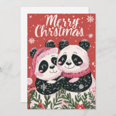 Zwei niedliche Panda frohe Weihnachten (Vorne/Hinten)