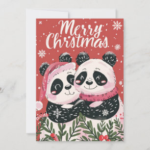 Zwei niedliche Panda frohe Weihnachten