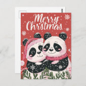 Zwei niedliche Panda frohe Weihnachten Postkarte (Vorne/Hinten)