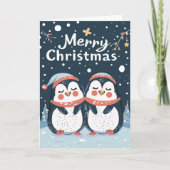 Zwei niedliche Pinguine Frohe Weihnachten Personal (Vorderseite)