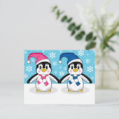 Zwei Niedliche Pinguine Postkarte (Stehend Vorderseite)