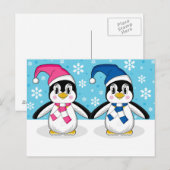 Zwei Niedliche Pinguine Postkarte (Vorne/Hinten)