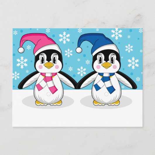 Zwei Niedliche Pinguine Postkarte (Vorderseite)
