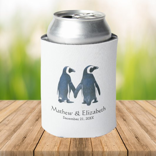 Zwei Niedliche Pinguine | Romantische Hochzeit Dosenkühler