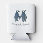 Zwei Niedliche Pinguine | Romantische Hochzeit Dosenkühler (Rückseite)