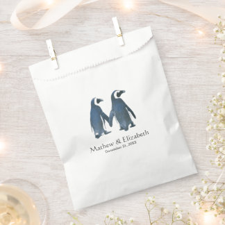 Zwei Niedliche Pinguine | Romantische Hochzeit Geschenktütchen