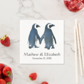 Zwei Niedliche Pinguine | Romantische Hochzeit Serviette (Beispiel)