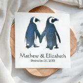 Zwei Niedliche Pinguine | Romantische Hochzeit Serviette