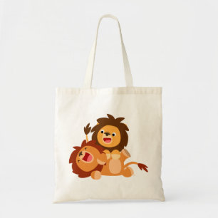 Zwei niedliche Playful Cartoon-Löwe-Tasche Tragetasche