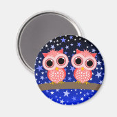 zwei niedliche rosa Eule Magnet (Vorderseite/Rückseite)