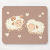 Zwei Niedliche Schafsschaum-Ewe auf Brown Mousepad (Vorne)