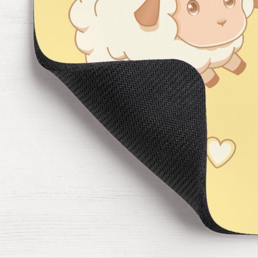 Zwei Niedliche Schafsschaum-Ewe auf Gelb Mousepad (Ecke)