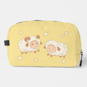 Zwei Niedliche Schafsschaum-Ewe auf Gelb Waschbeutel (Vorderseite)