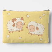 Zwei Niedliche Schafsschaum-Ewe auf Gelb Zubehörtasche (Vorderseite)